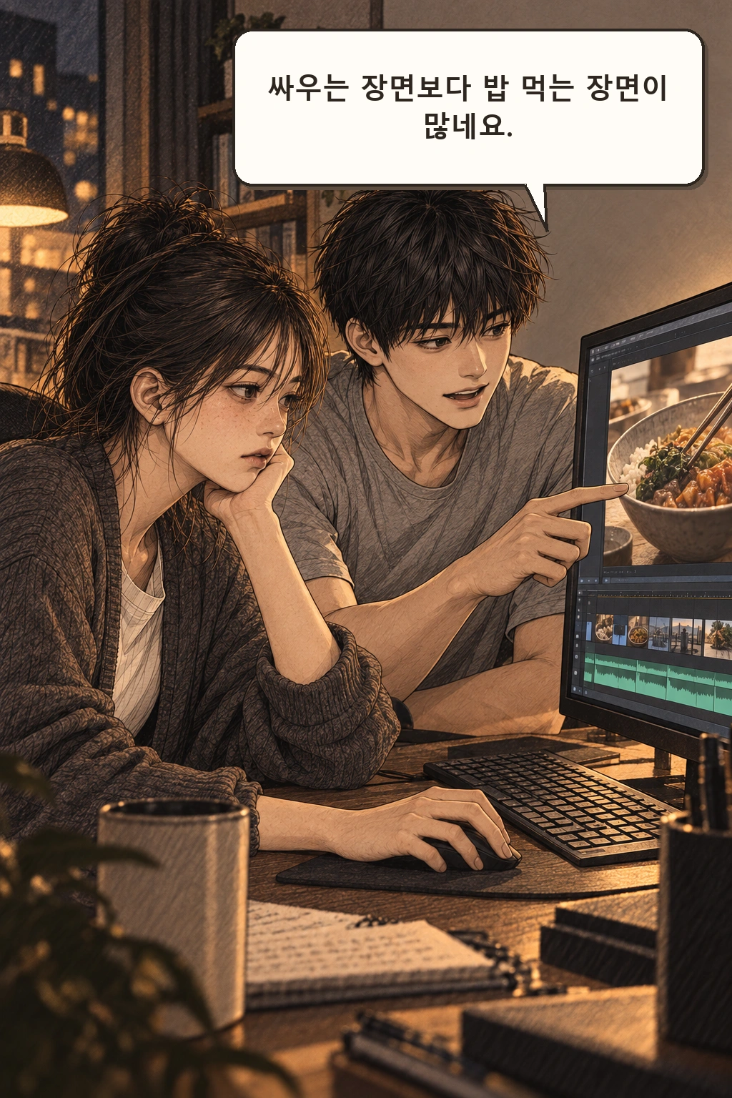 도윤 “싸우는 장면보다 밥 먹는 장면이 많네요.”