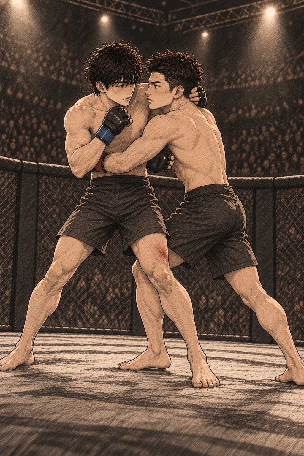 도윤이 들어오자 사토가 몸을 붙여 이동을 막는다.