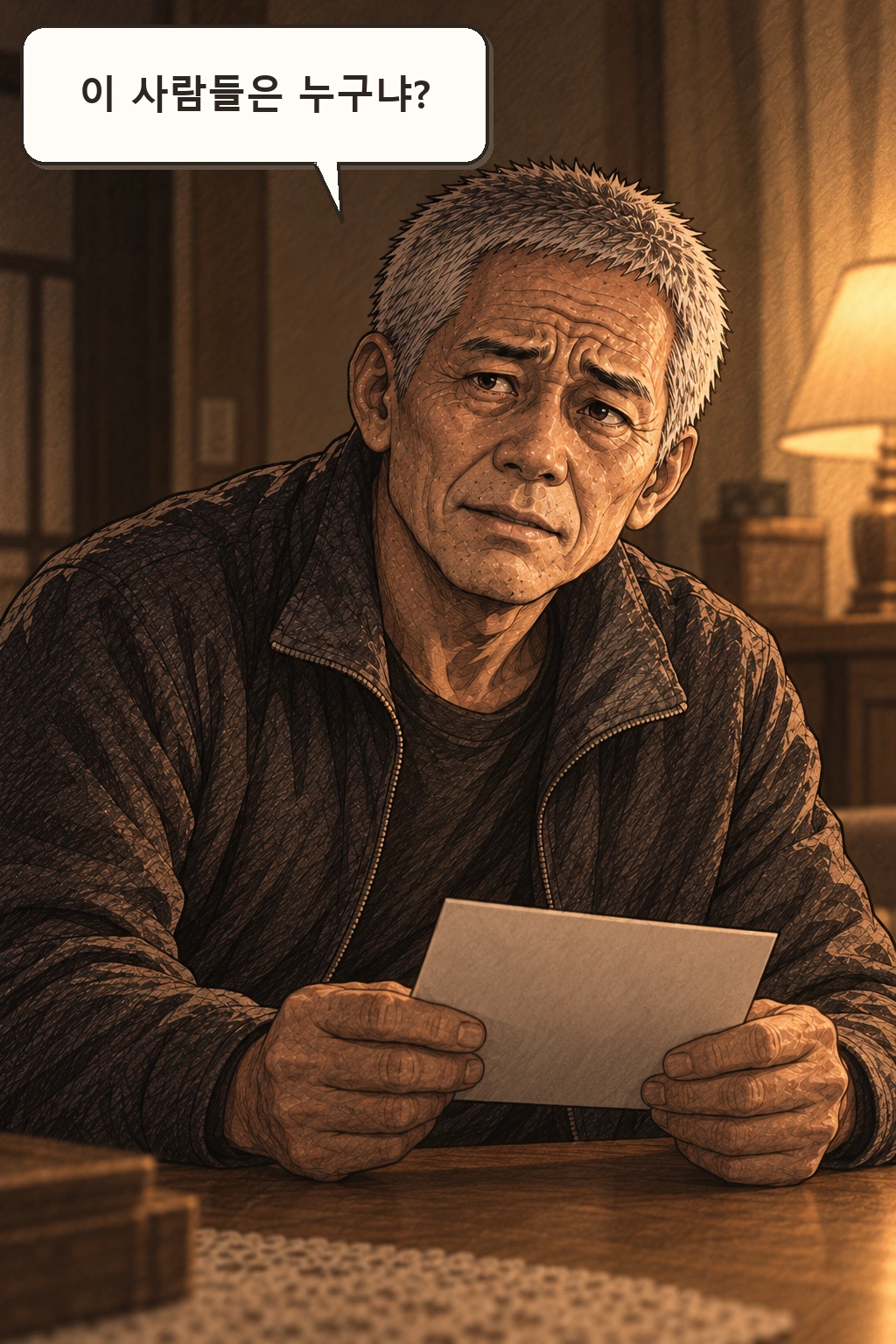 명진은 처음 보는 사람들의 이름을 묻는다.