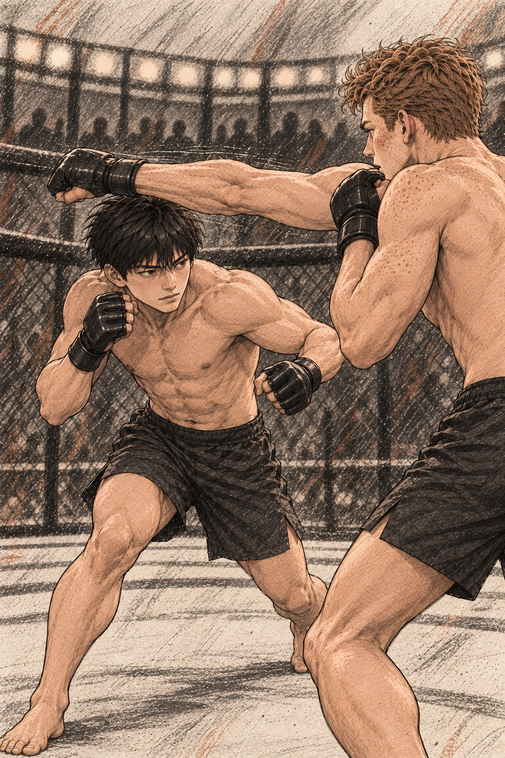 밀러의 잽이 뻗는 순간 도윤이 안쪽으로 들어온다.