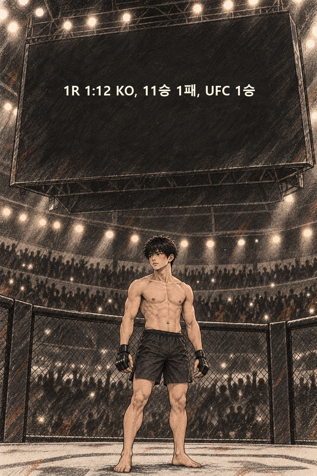 자막 ‘1R 1:12 KO, 11승 1패, UFC 1승’.