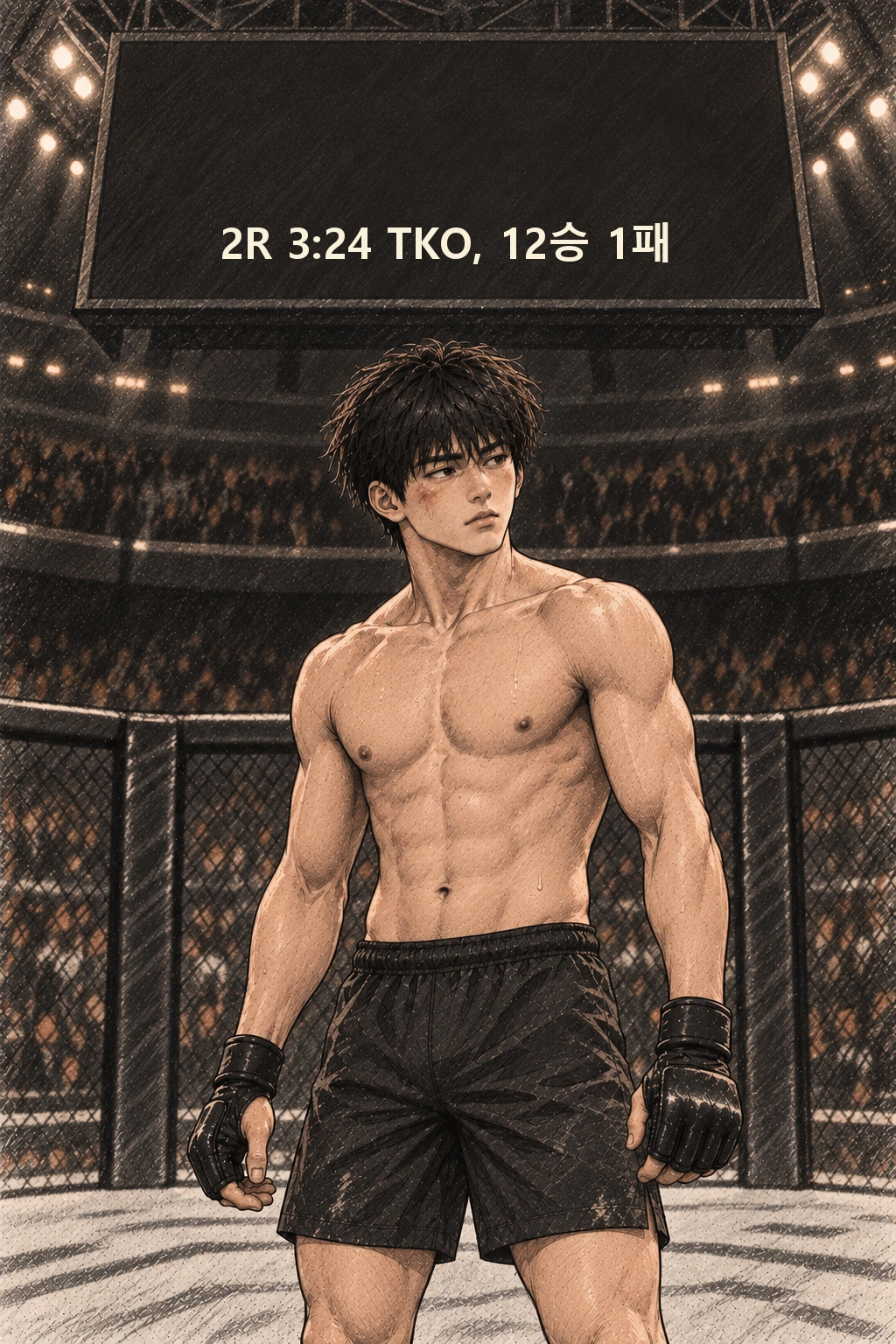 자막 ‘2R 3:24 TKO, 12승 1패’.