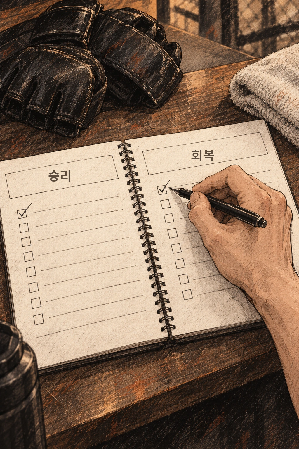 승리와 회복 계획이 같은 수첩에 적힌다.