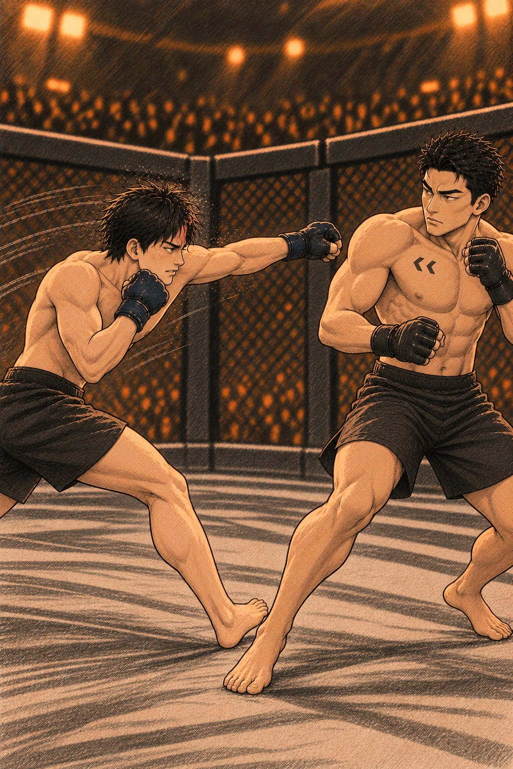 도윤은 걸음을 멈추지 않고 다시 공격한다.