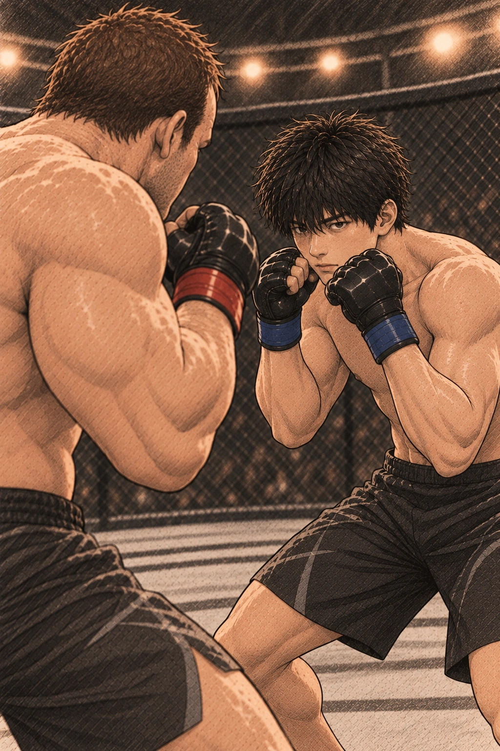 도윤은 손을 회수한 자세로 상대를 다시 본다.