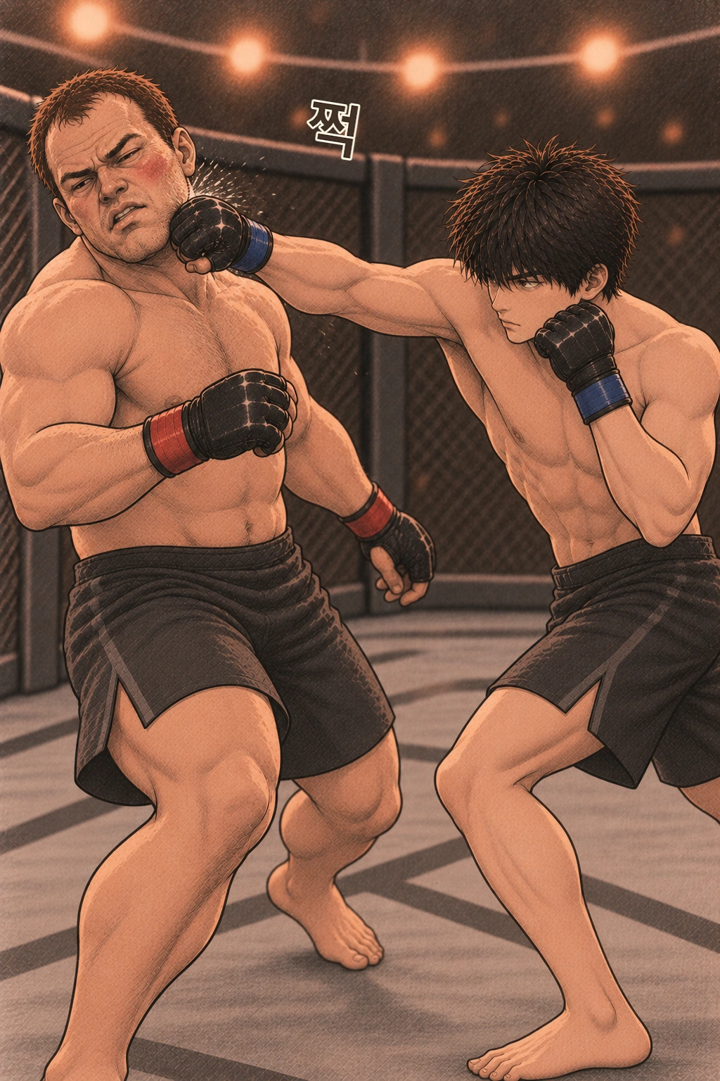 옆으로 비킨 도윤의 오른손이 에반 턱에 닿는다. 쩍.