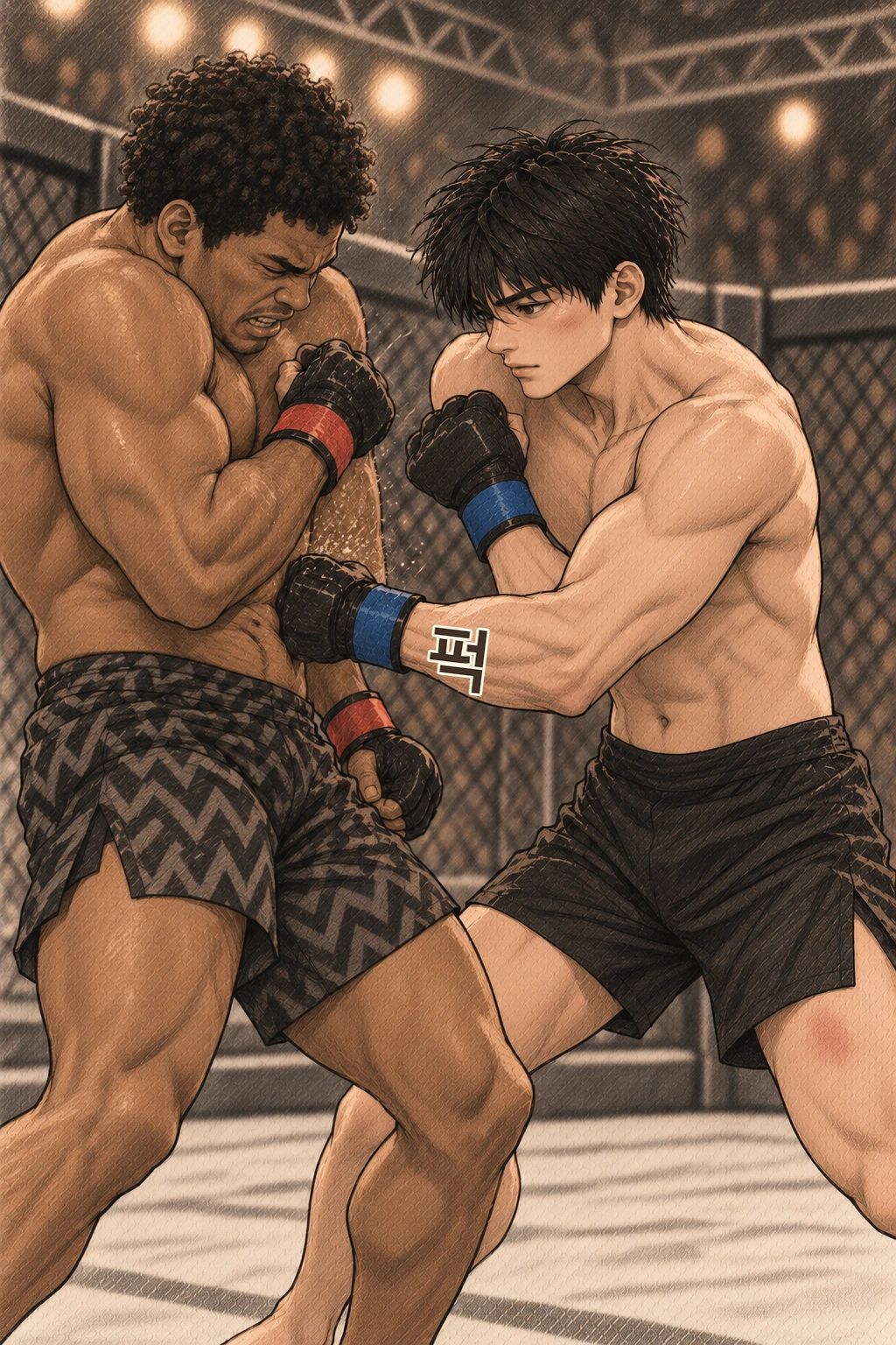 몸통 공격에 알베스의 이동이 느려진다. 퍽.
