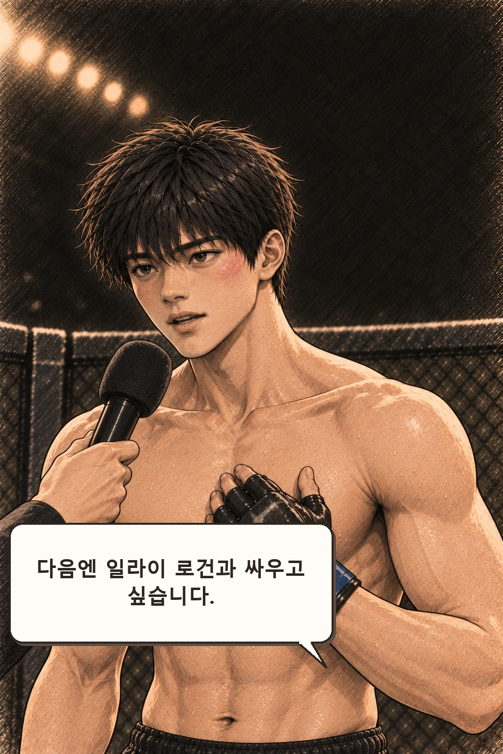 도윤이 3위 일라이 로건과 싸우고 싶다고 말한다.