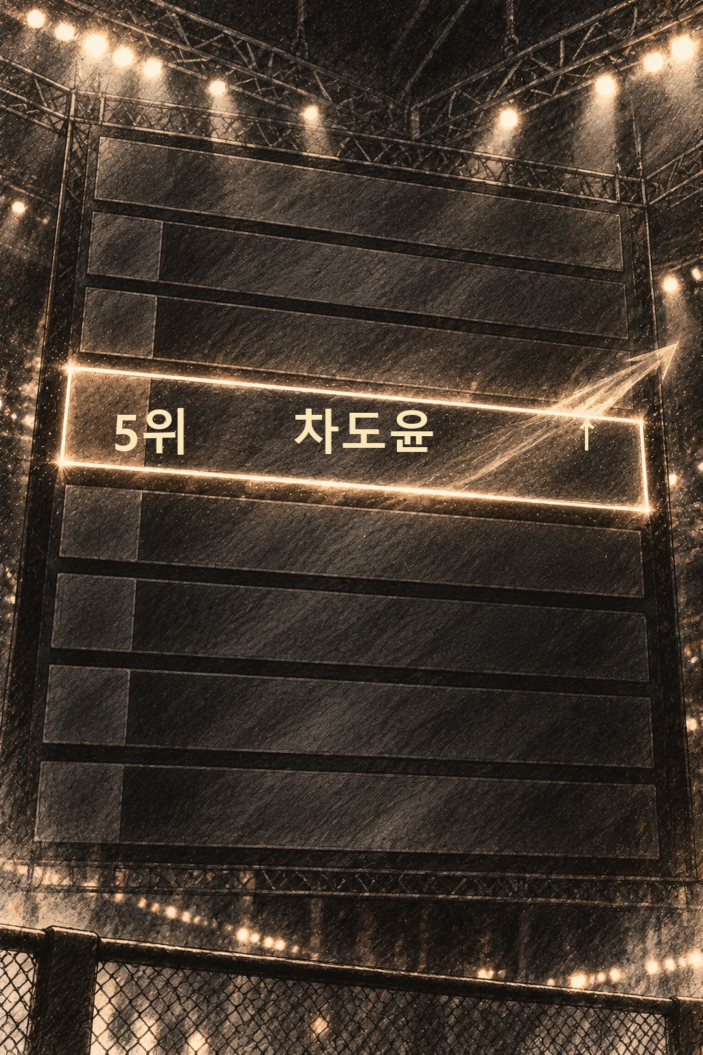 랭킹 5위가 된 도윤 이름 옆 작은 화살표.