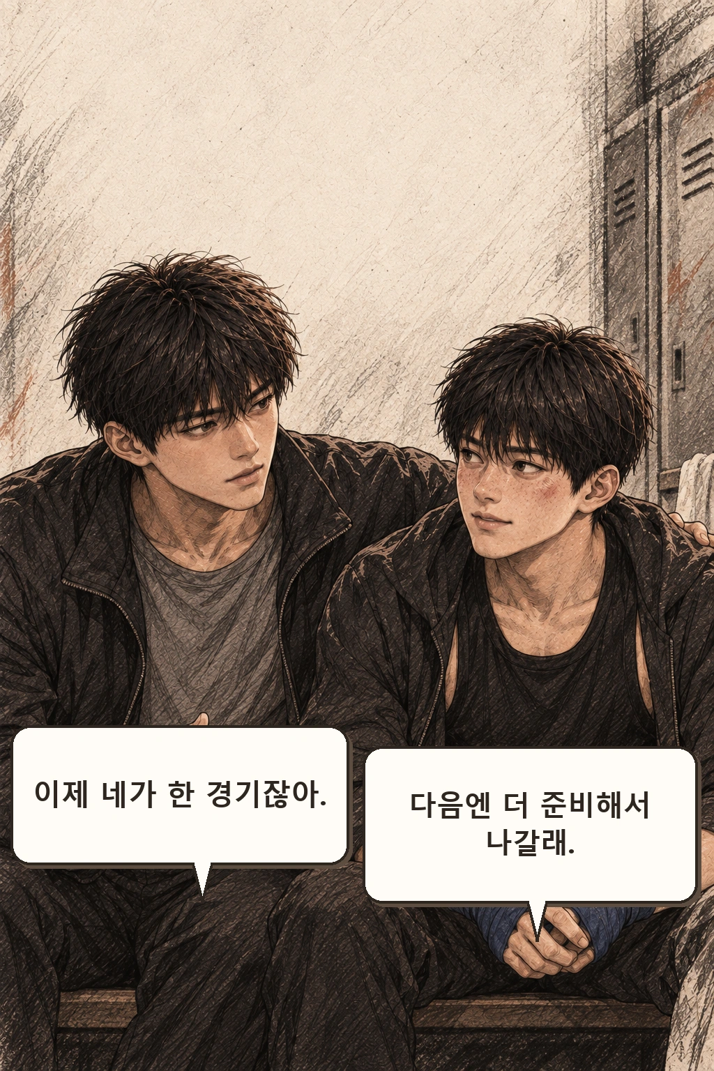 도윤 “이제 네가 한 경기잖아.” 민석 “다음엔 더 준비해서 나갈래.”