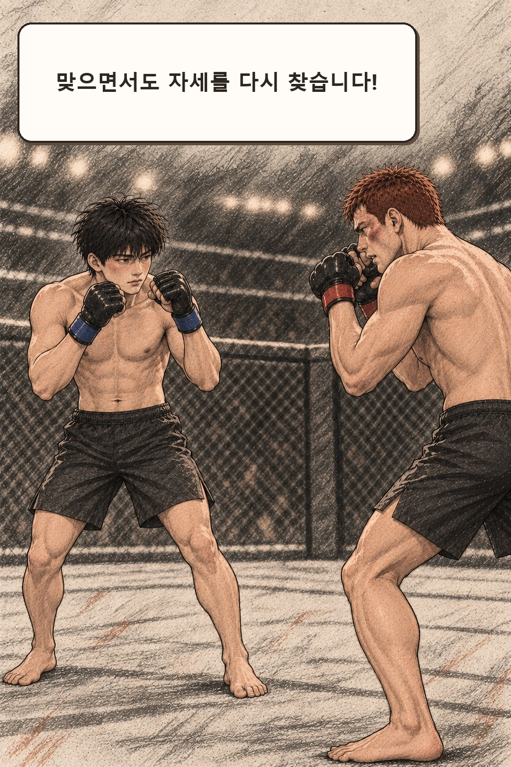 해설 “맞으면서도 자세를 다시 찾습니다!”