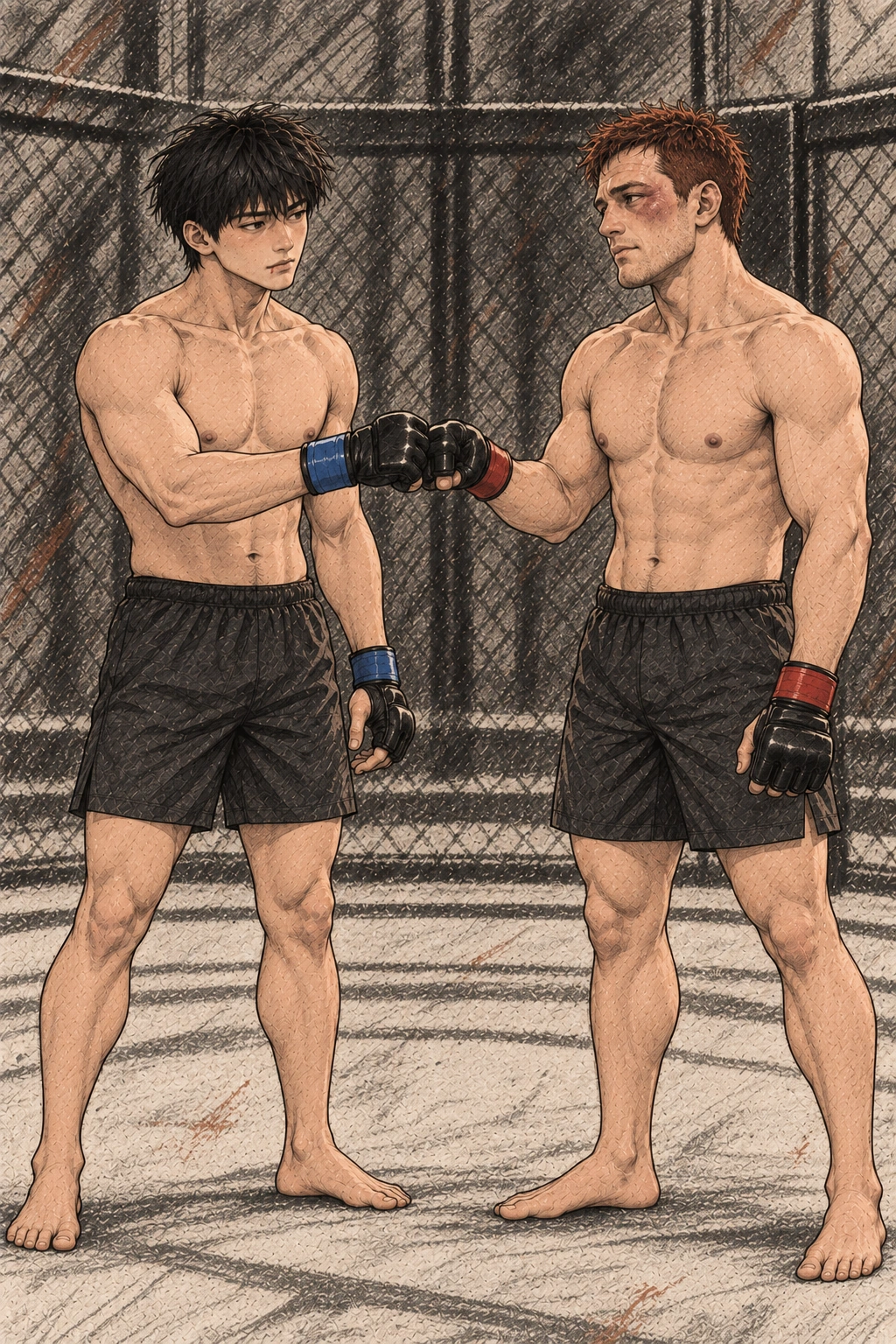 의료 확인 뒤 도윤과 로건이 둘만 장갑을 맞댄다.