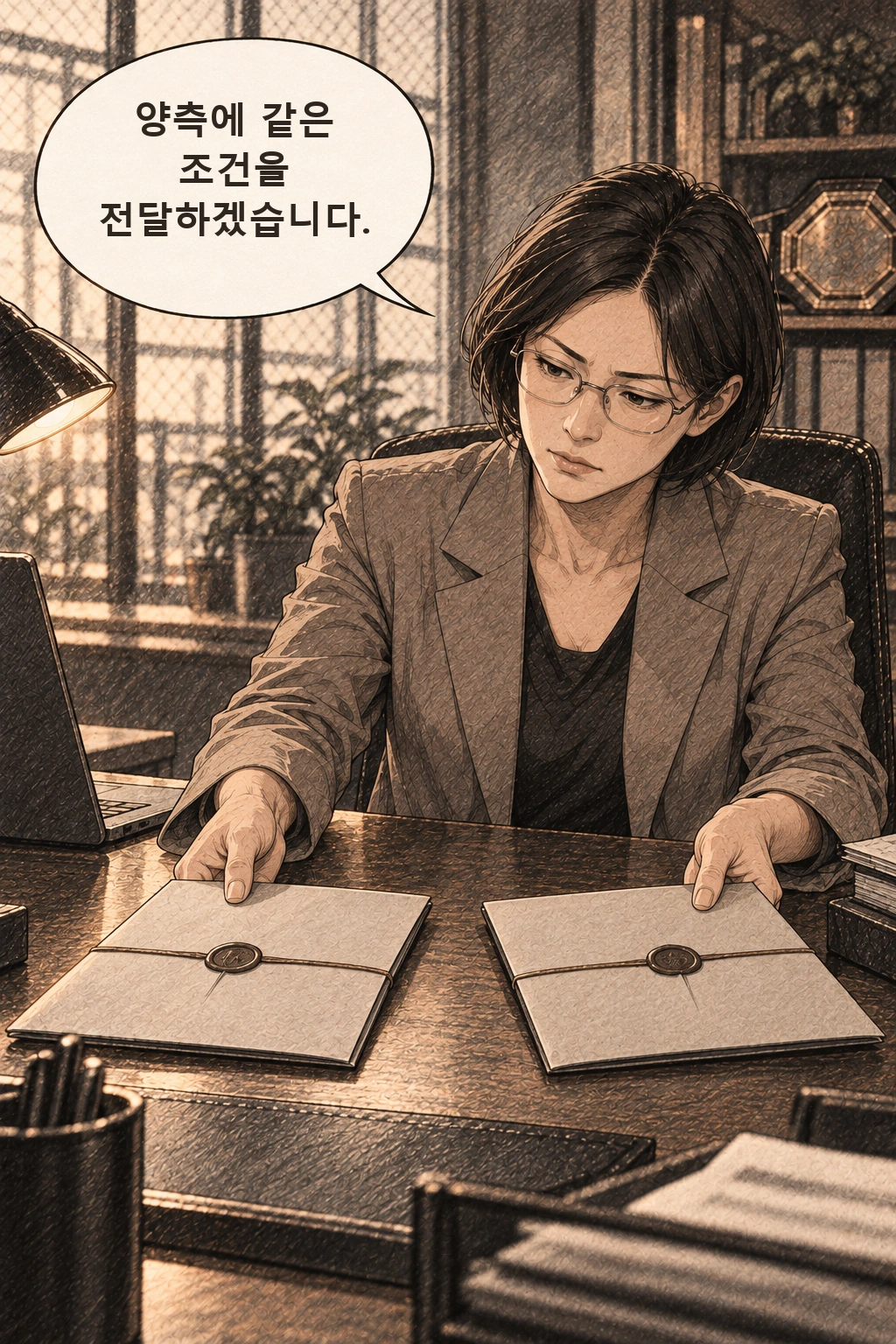 담당자가 챔피언과 도전자 양측에 조건을 전달한다.