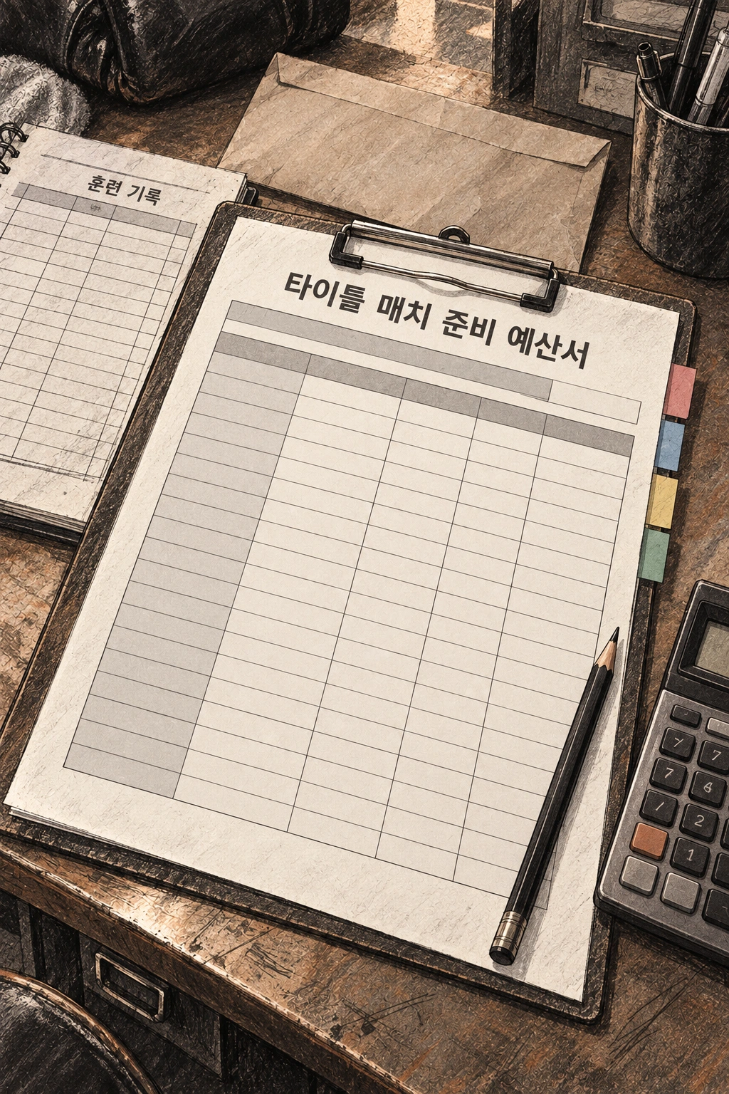 타이틀전 준비의 별도 예산표.
