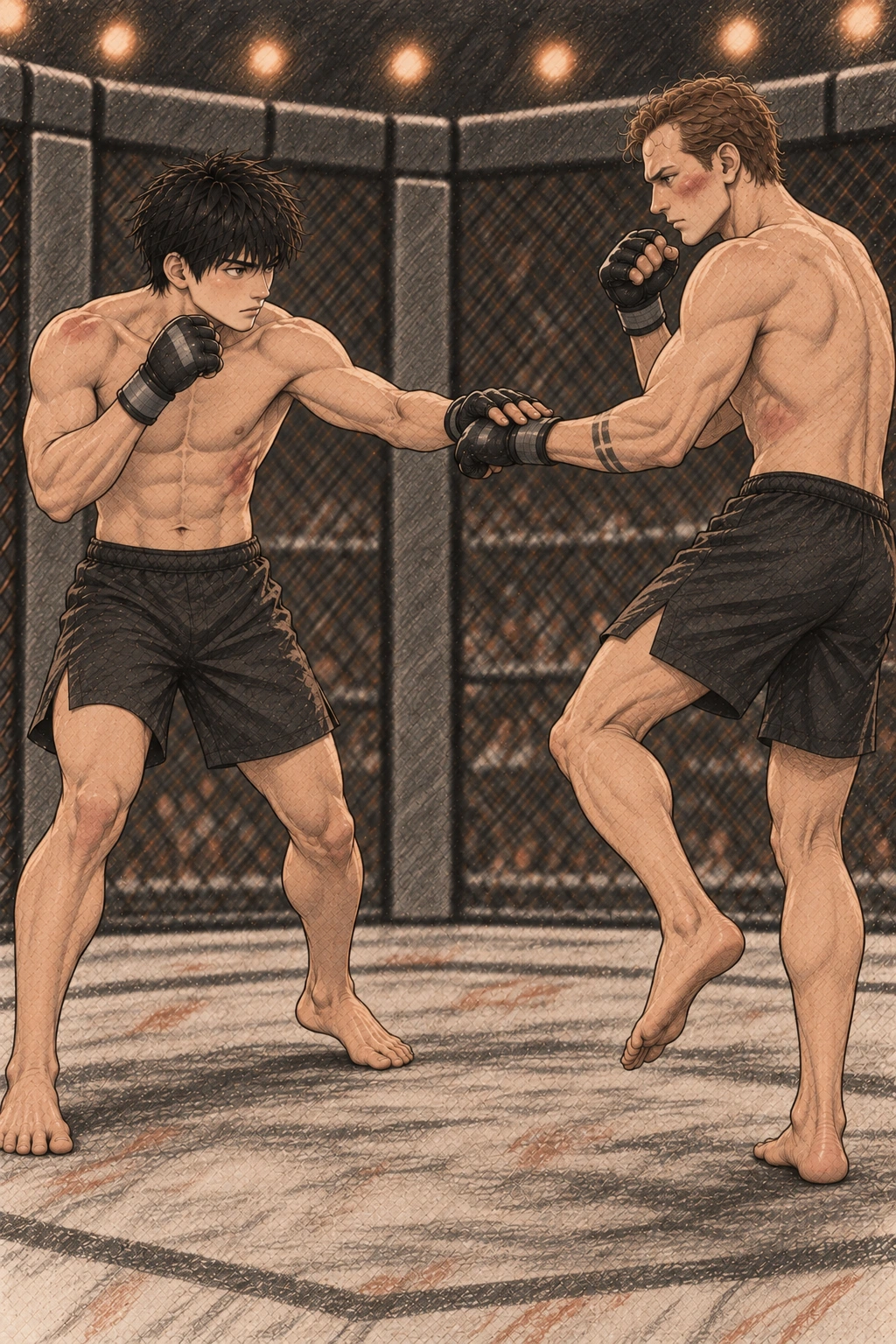 레즈닉이 킥을 준비하자 도윤이 동작을 늦춘다.