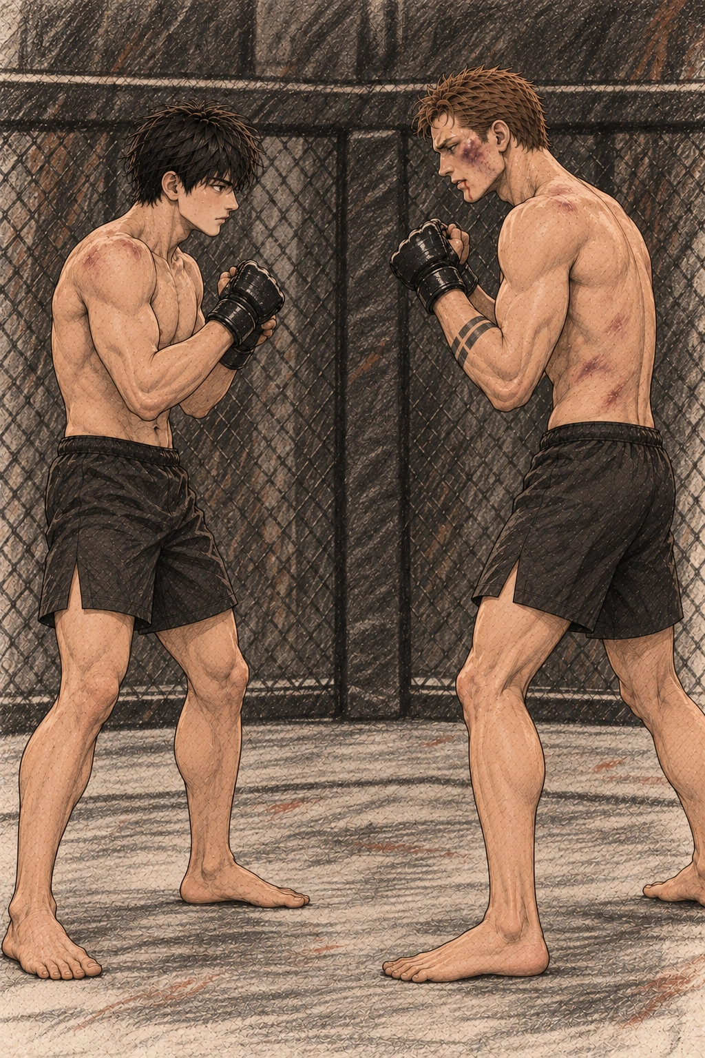 챔피언이 다시 중앙으로 서고 두 사람의 숨이 겹친다.