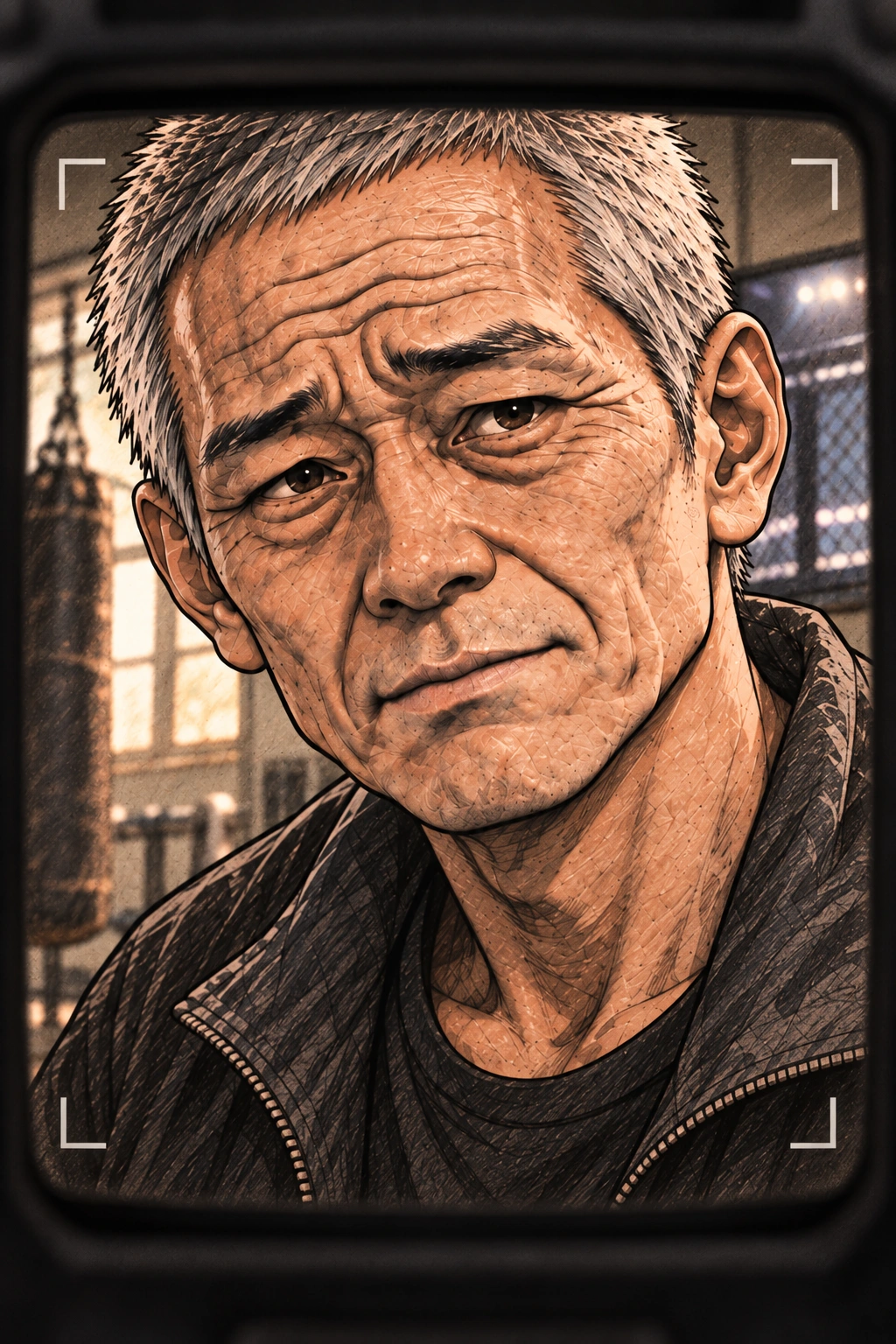 카메라 뷰파인더에는 명진 얼굴만 보인다. 민석이 화면 밖에서 셔터를 누른다.